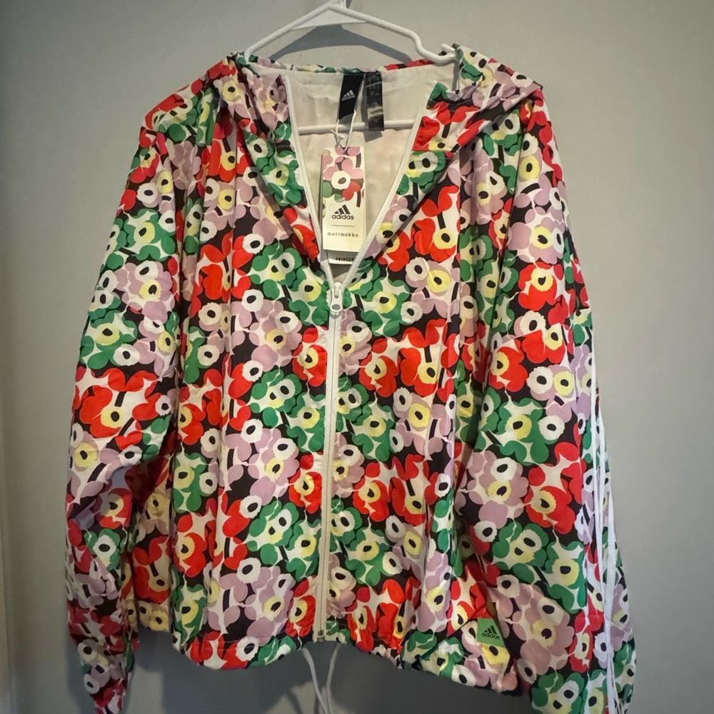 Adidas Women's Floral Bomber Jacket - Red, Green, Purple